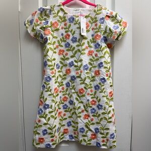 Janie and Jack Floral Appliqué Dress with Orange and Lavender Blossoms